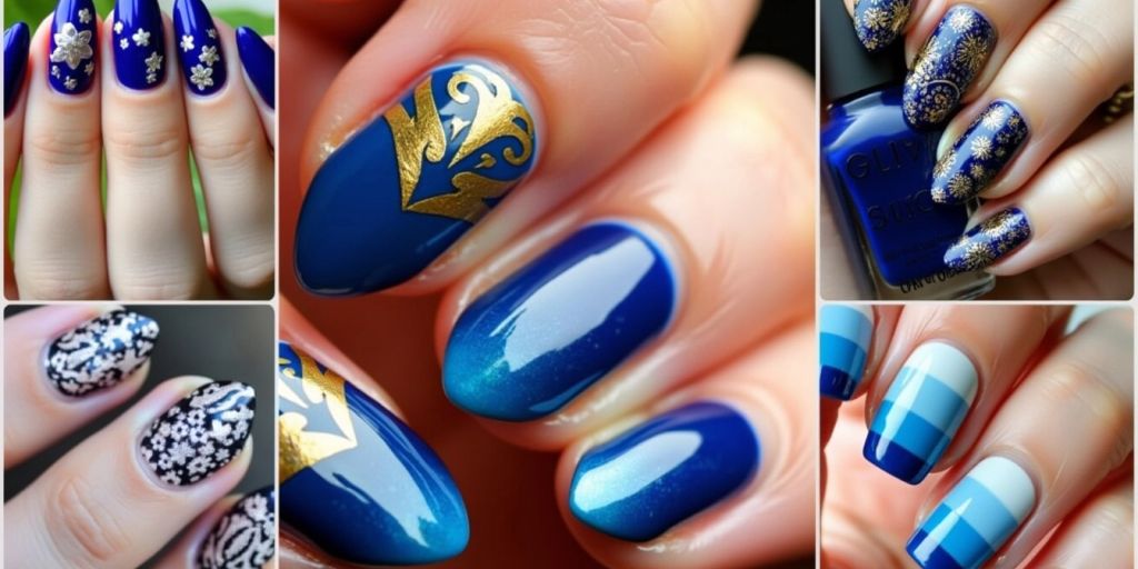 Blue and Gold Nail